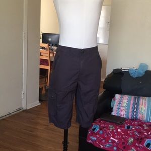 Helix men’s grey cargo shorts with stud embellish